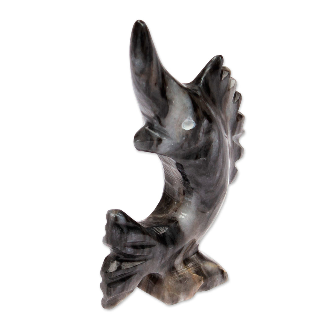 Sea-Themed Marble Figurine of Swordfish in a Blue Palette - Tides of Truth