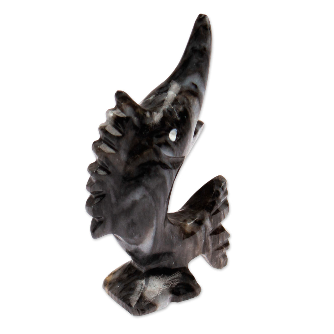 Sea-Themed Marble Figurine of Swordfish in a Blue Palette - Tides of Truth