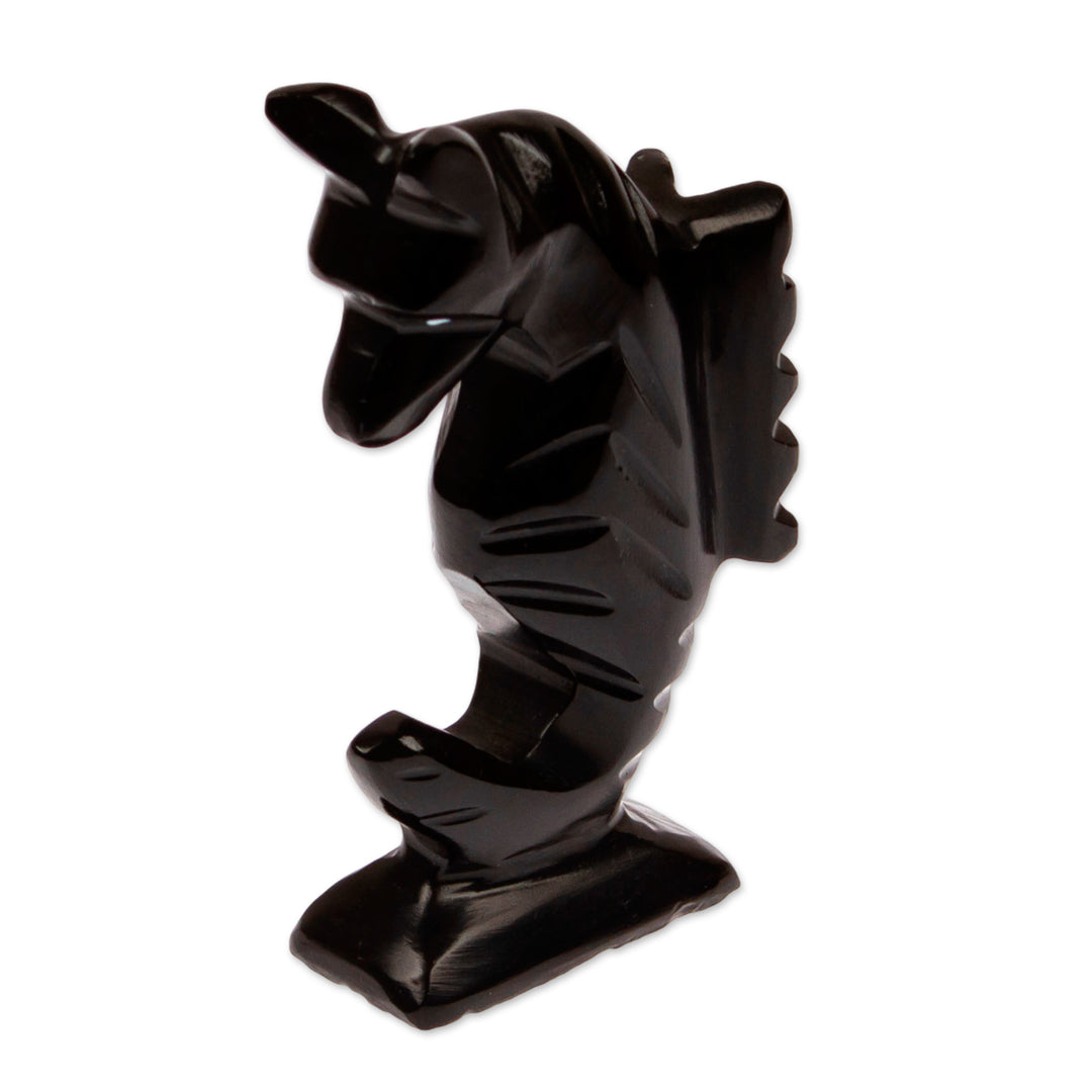 Nature-Inspired Handmade Seahorse Marble Figurine in Blue - Waves of Gallantry