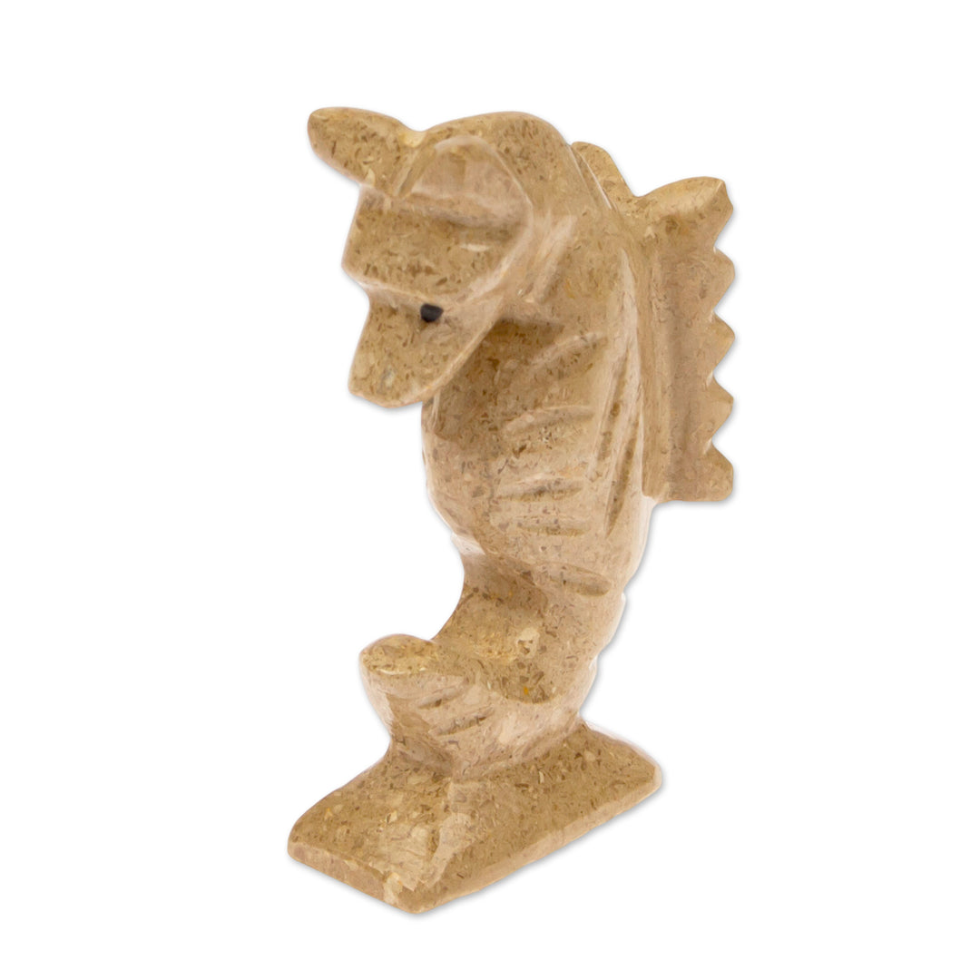 Mexican Handcrafted Seahorse Marble Figurine in Earthy Tones - Serenity of Gallantry