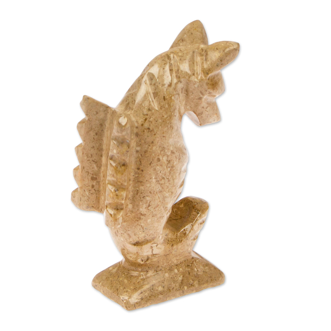 Mexican Handcrafted Seahorse Marble Figurine in Earthy Tones - Serenity of Gallantry