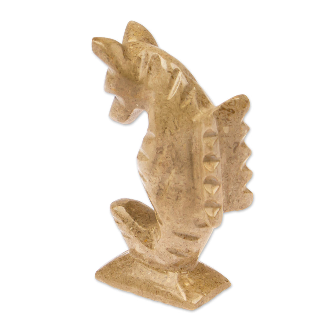 Mexican Handcrafted Seahorse Marble Figurine in Earthy Tones - Serenity of Gallantry