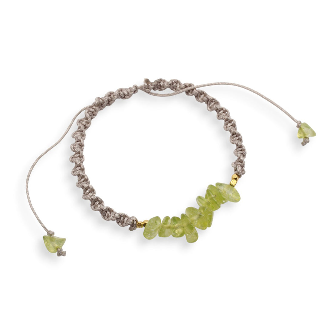 Artisan-Made Green Quartz Macrame Bracelet in Grey Hues - Spring Candy