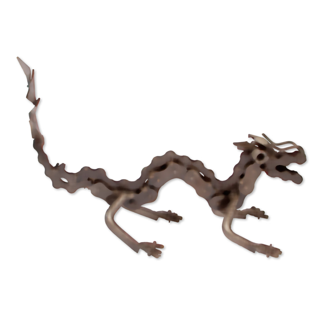 Dragon-Themed Upcycled Metal Sculpture in an Oxidized Finish - Wise Chances