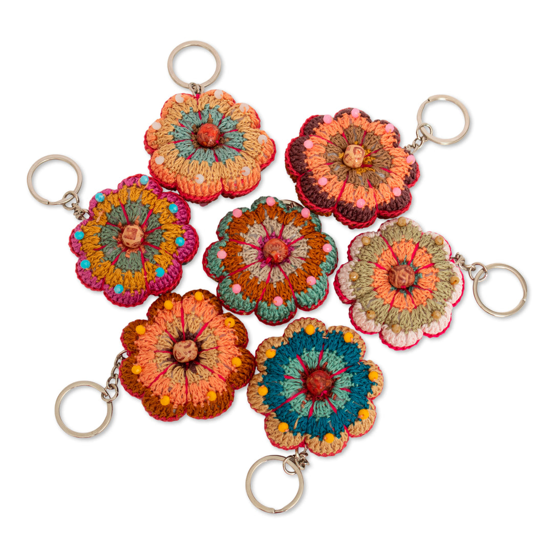 Floral Crocheted Beaded Keychain and Charm for Handbags - Gummy Flower