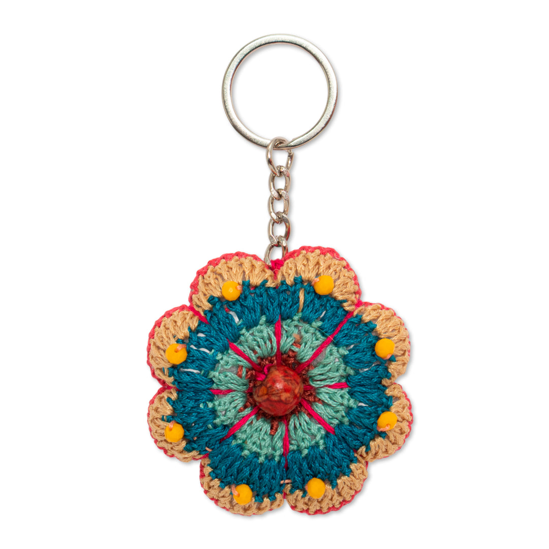 Floral Crocheted Beaded Keychain and Charm for Handbags - Gummy Flower