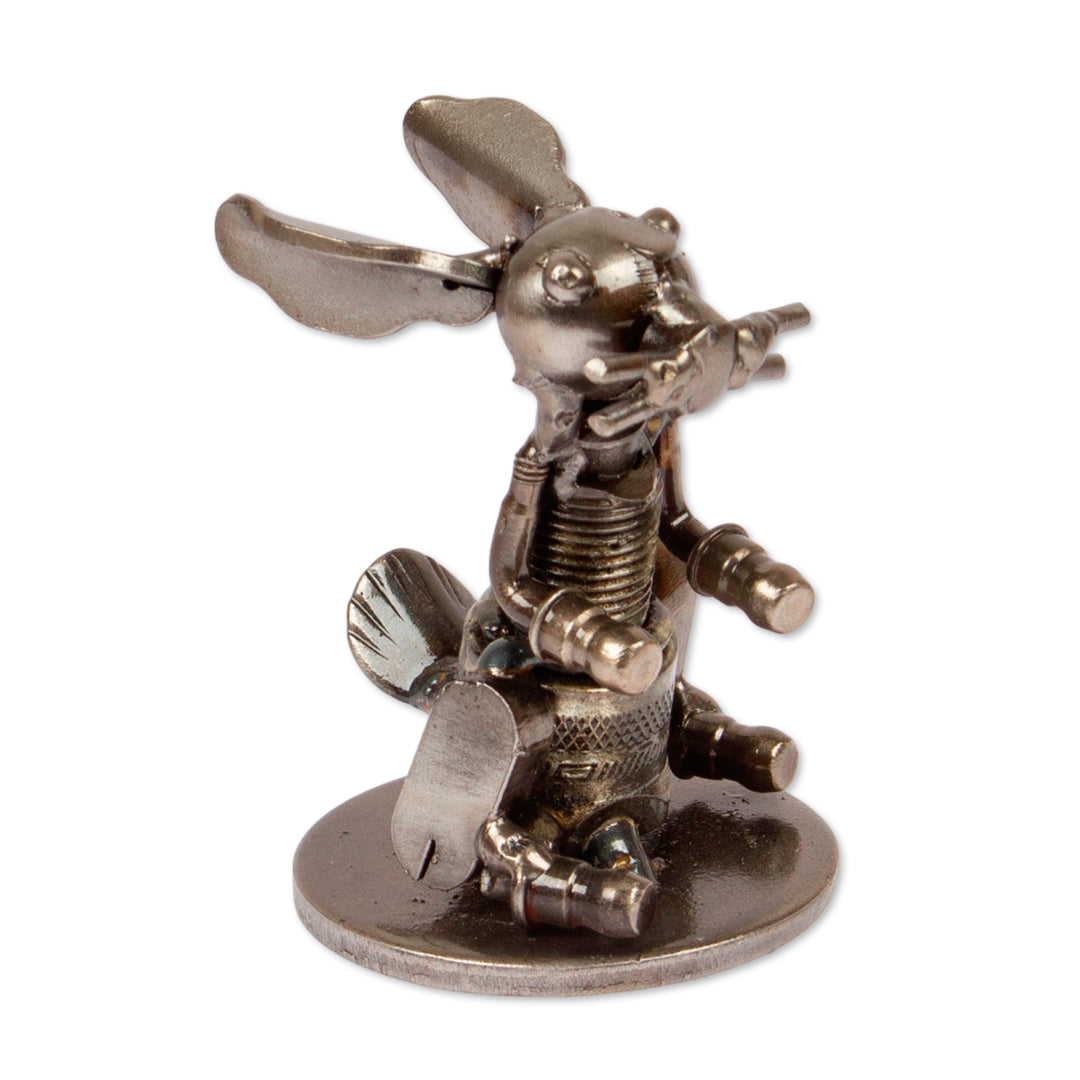 Eco-Friendly-Themed Oxidized Rabbit Upcycled Metal Sculpture - Environmental Hops
