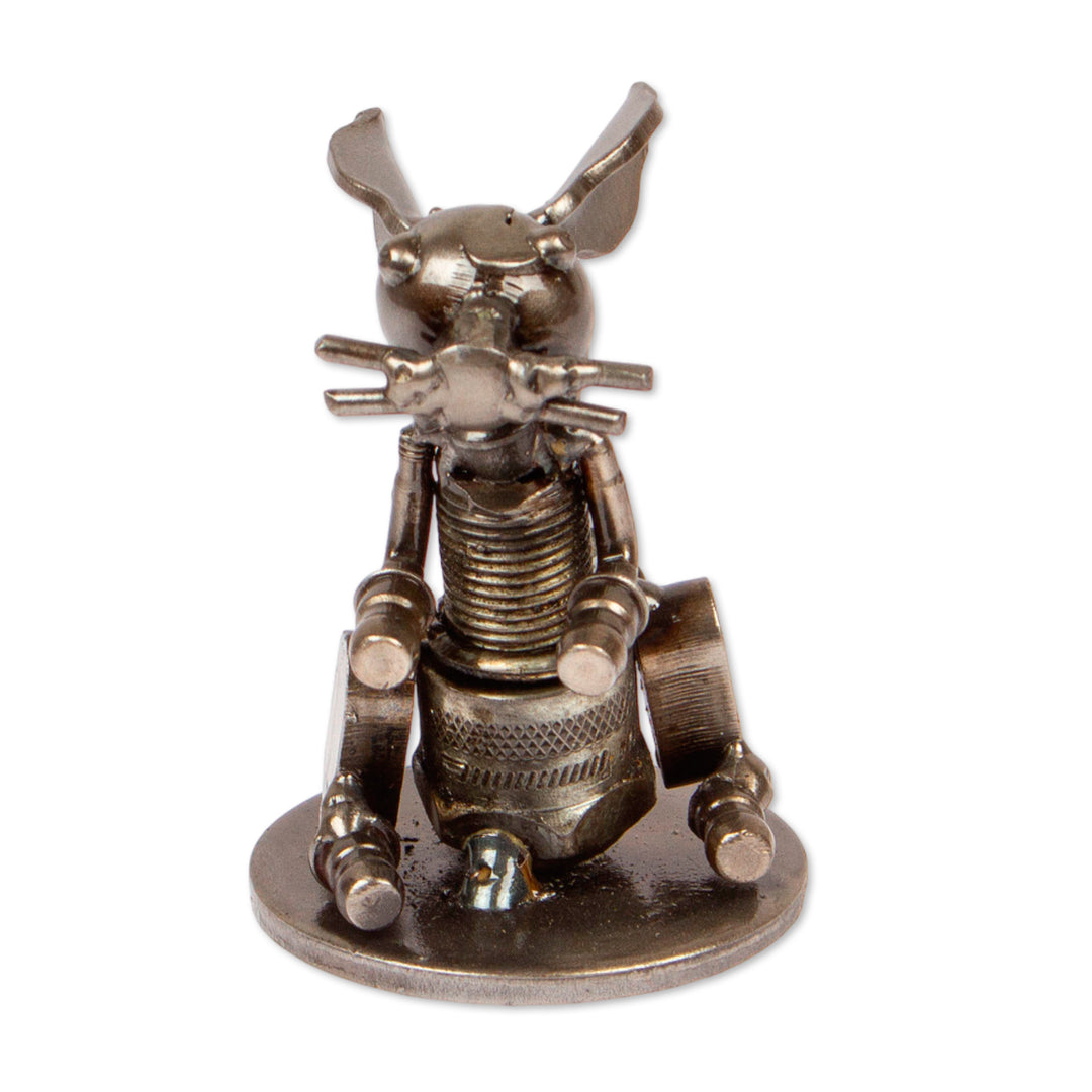 Eco-Friendly-Themed Oxidized Rabbit Upcycled Metal Sculpture - Environmental Hops