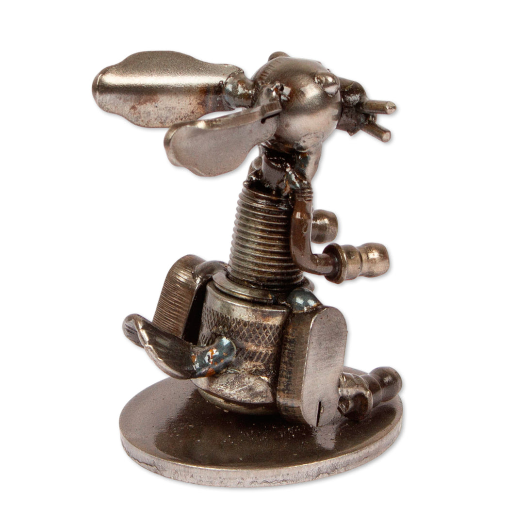 Eco-Friendly-Themed Oxidized Rabbit Upcycled Metal Sculpture - Environmental Hops