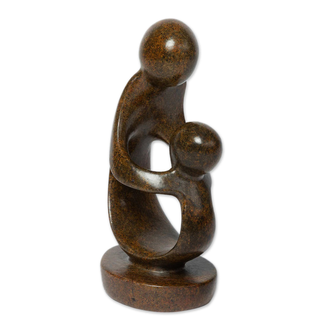 Family of Two Zimbabwe Shona Serpentine Stone Sculpture - Family of Two