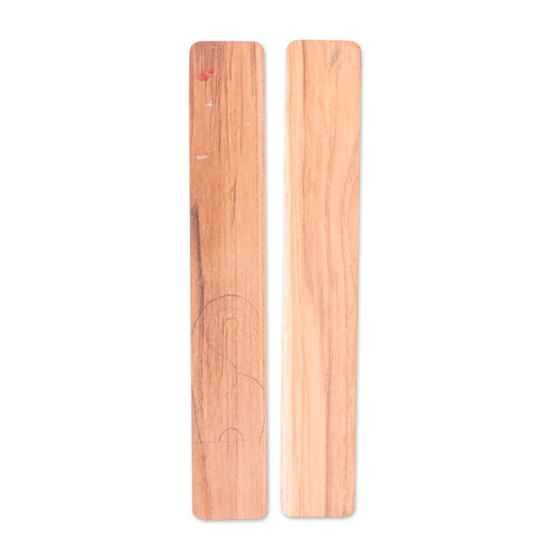 Floral 2-Piece Hand-Painted Carved Longan Wood Bookmark Set - Blossoming Pages