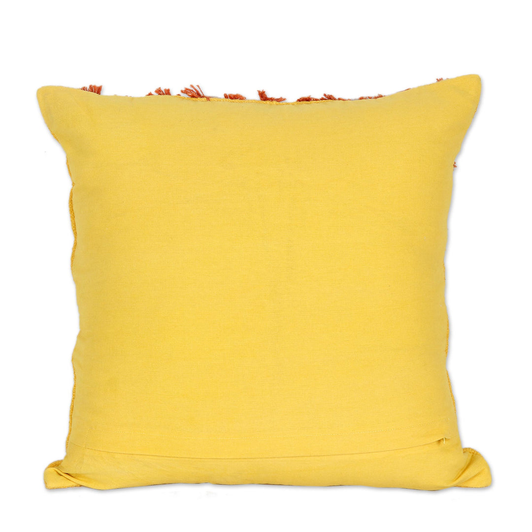 2 Geometric Cotton Cushion Covers with Tufted Embroidery - Sunlight Bliss