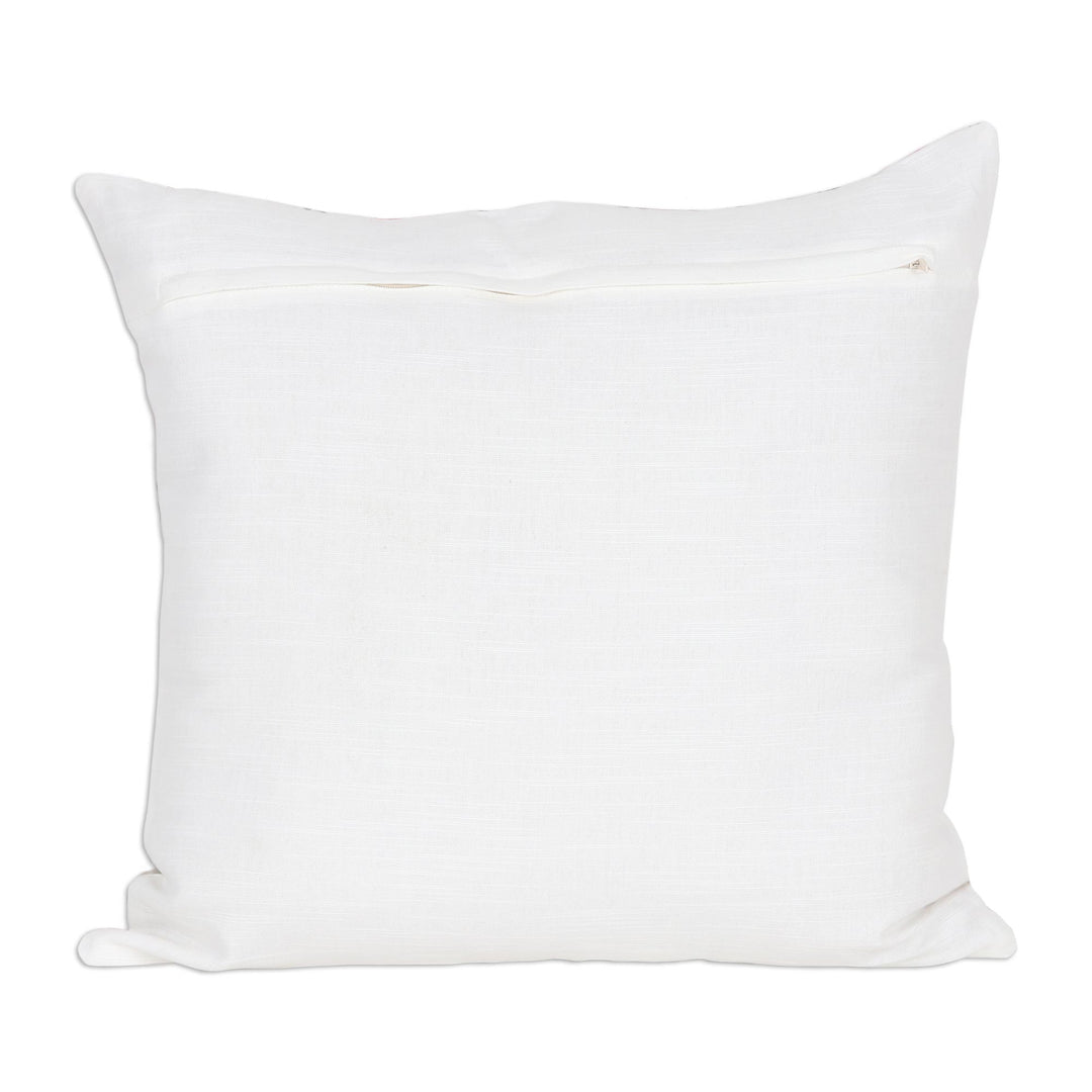 2 Cotton Cushion Covers with Lurex and Tufted Embroidery - Floral Elegance