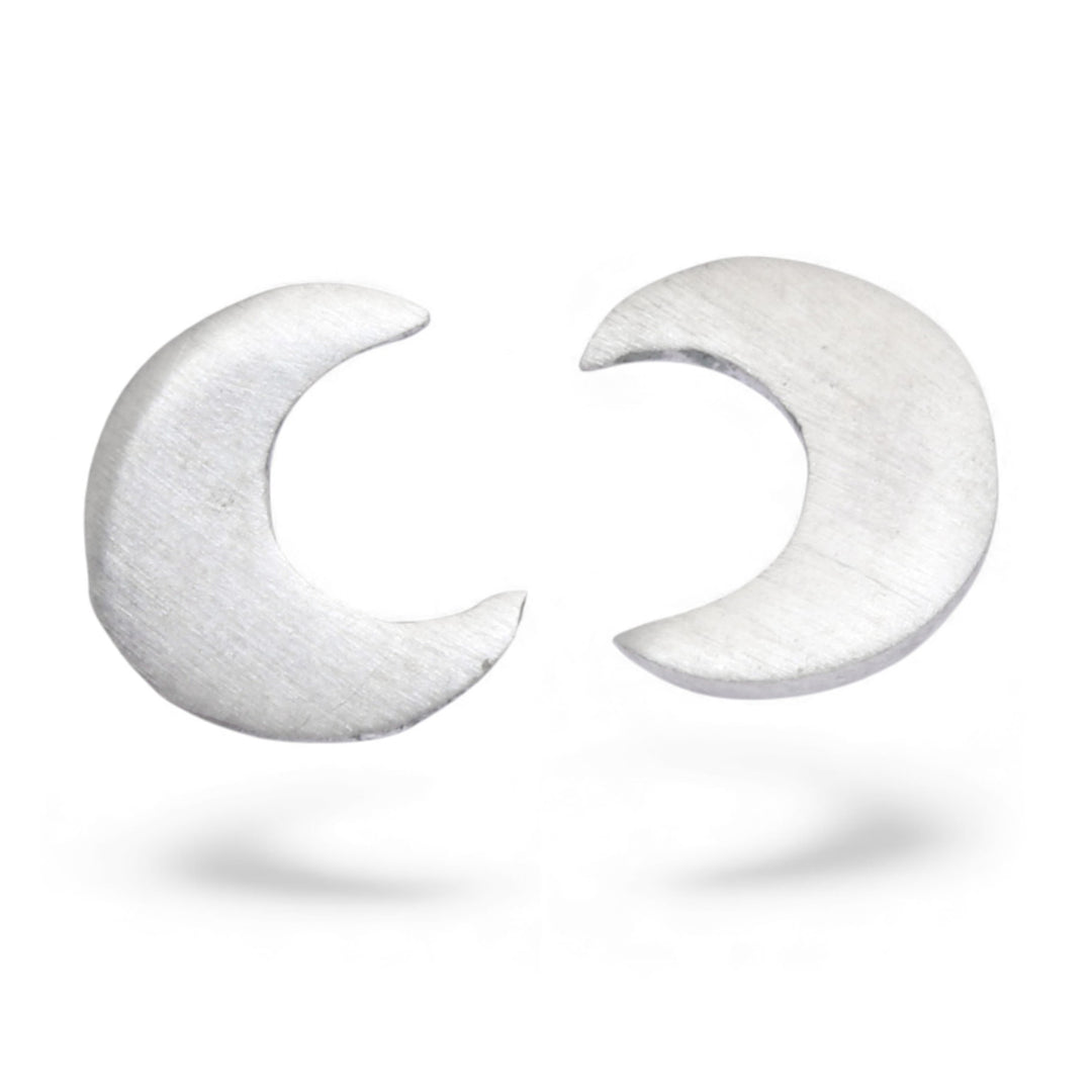 Crescent Moon-Themed Minimalist Matte Silver Button Earrings - Captivating Crescent