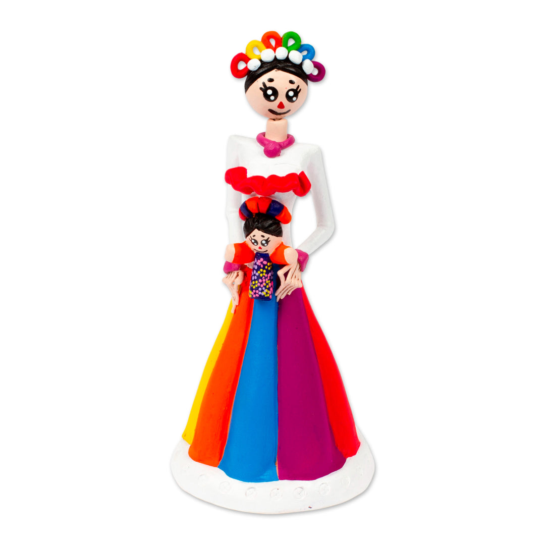 Hand-Painted Folk Art-Inspired Ceramic Sculpture from Mexico - Lele Doll