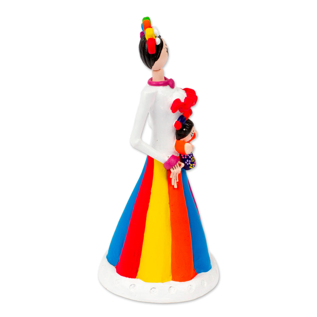 Hand-Painted Folk Art-Inspired Ceramic Sculpture from Mexico - Lele Doll