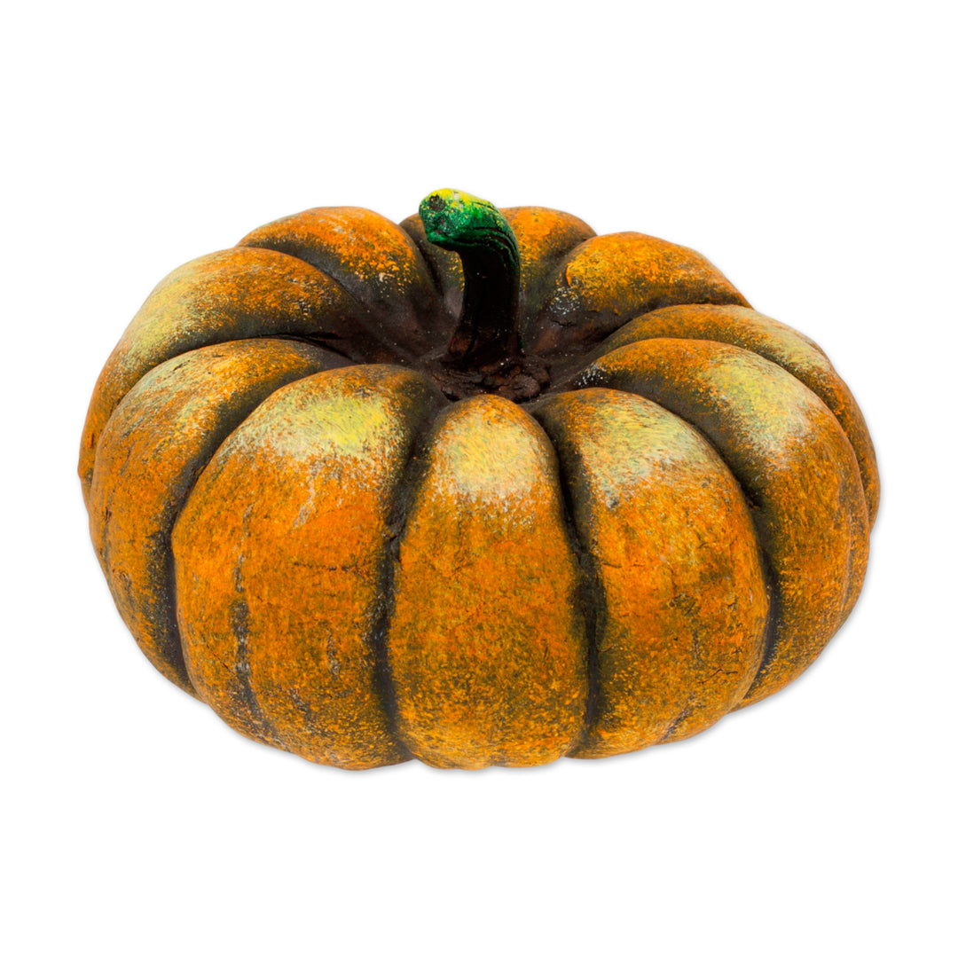 Halloween-Inspired Hand-Painted Ceramic Pumpkin Figurine - Pumpkin Smile