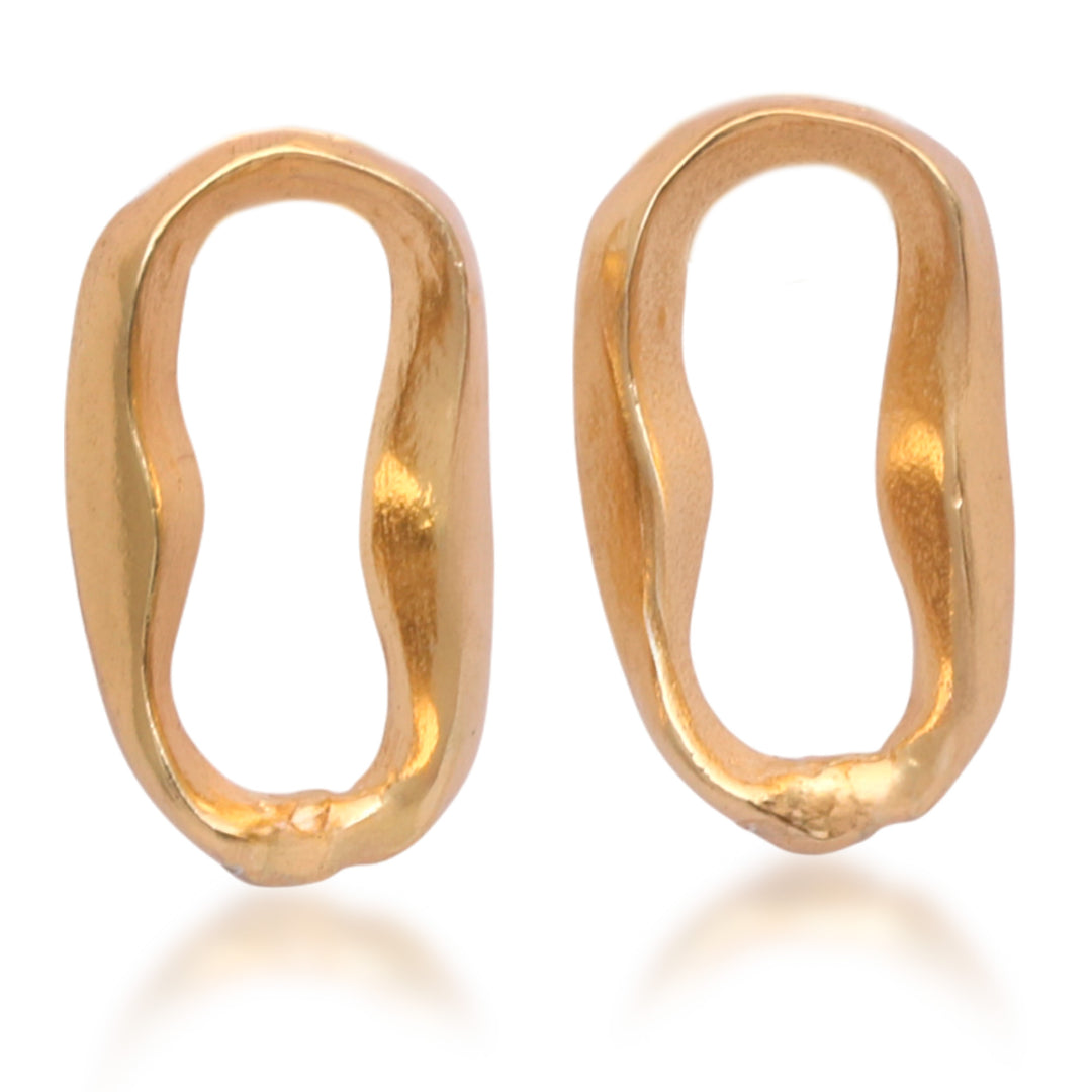 Avant-Garde Lake-Shaped 18k Gold-Plated Button Earrings - Lake & Luxury