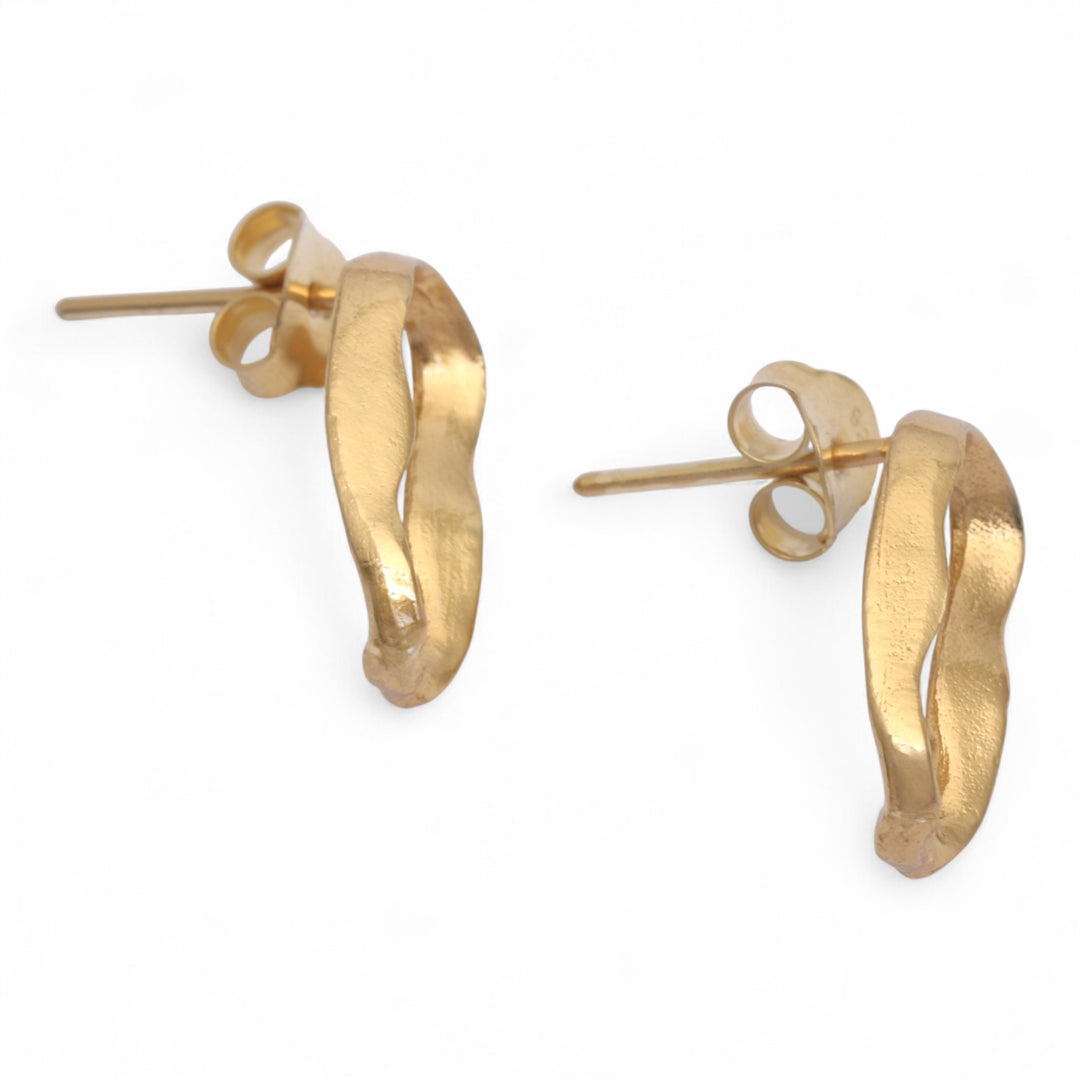 Avant-Garde Lake-Shaped 18k Gold-Plated Button Earrings - Lake & Luxury
