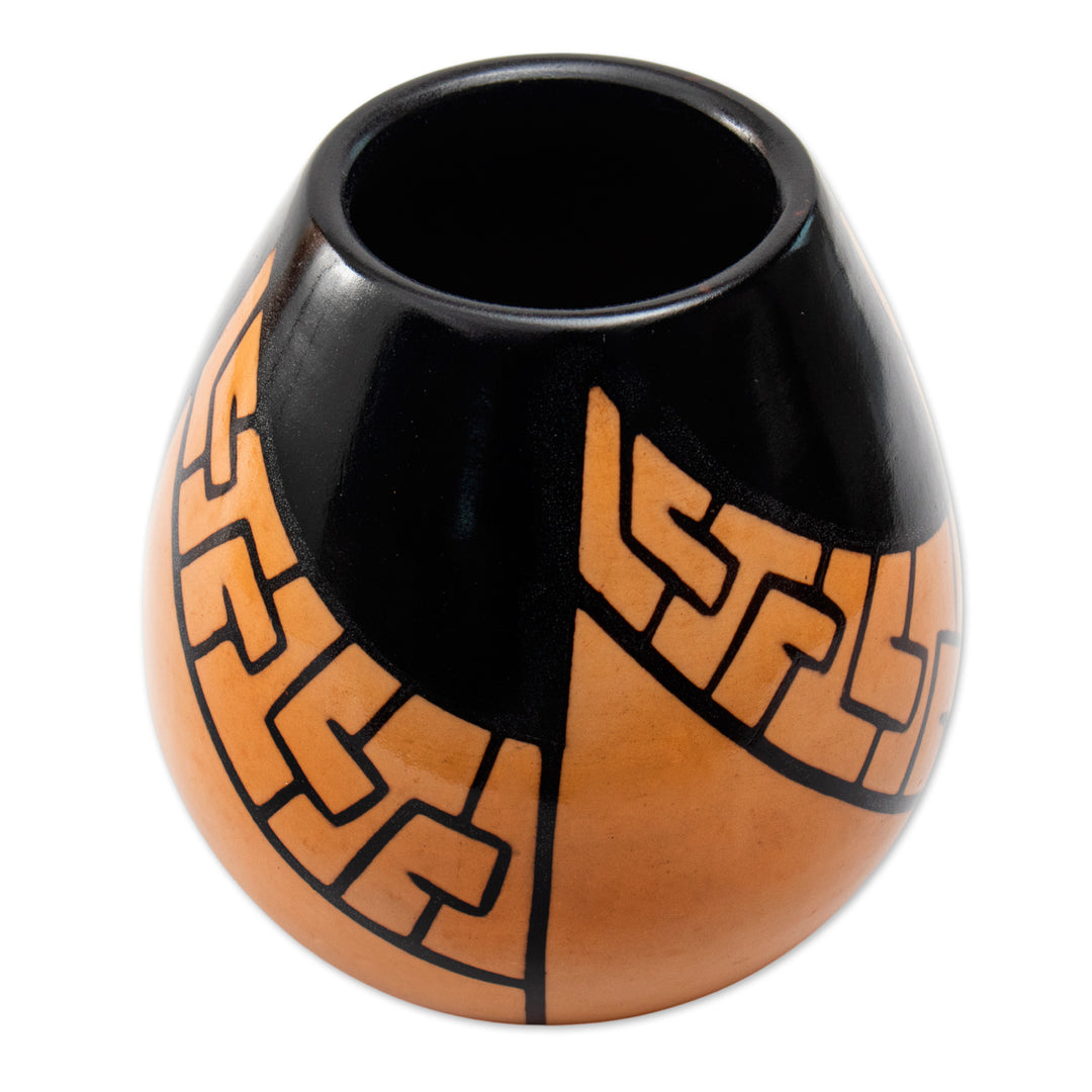 Handcrafted Folk Art Chulucanas Ceramic Decorative Vase - Andean Path