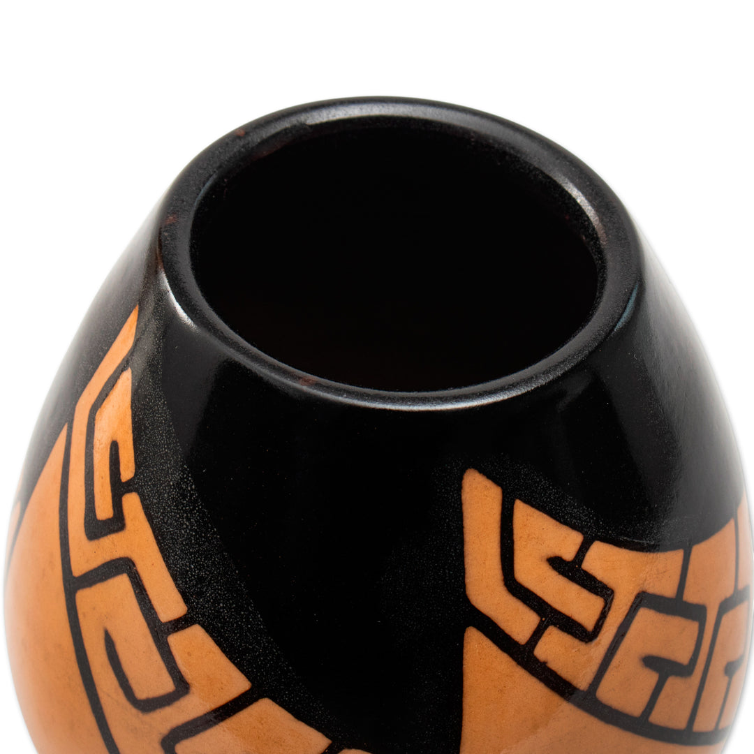 Handcrafted Folk Art Chulucanas Ceramic Decorative Vase - Andean Path