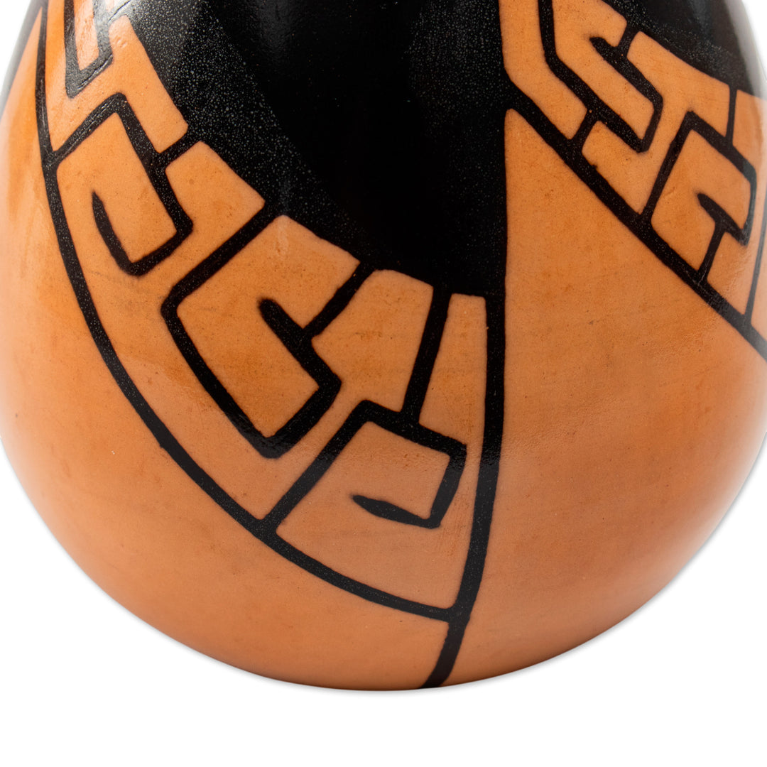 Handcrafted Folk Art Chulucanas Ceramic Decorative Vase - Andean Path