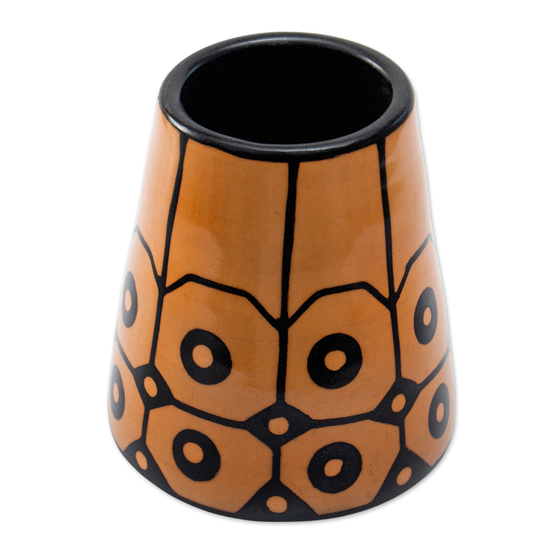 Modern Geometric Folk Art Chulucanas Ceramic Decorative Vase - Northern Sun