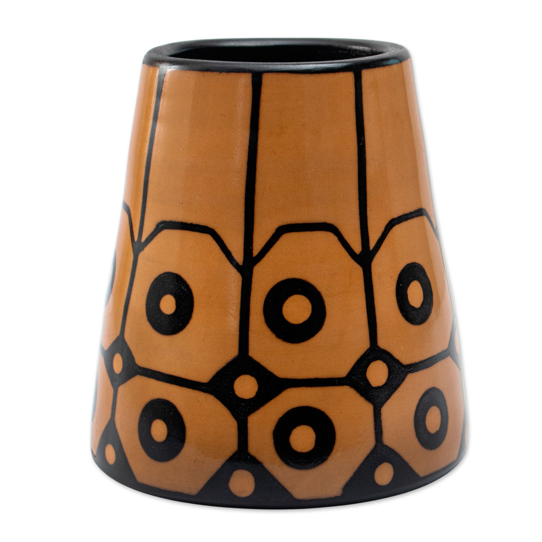Modern Geometric Folk Art Chulucanas Ceramic Decorative Vase - Northern Sun