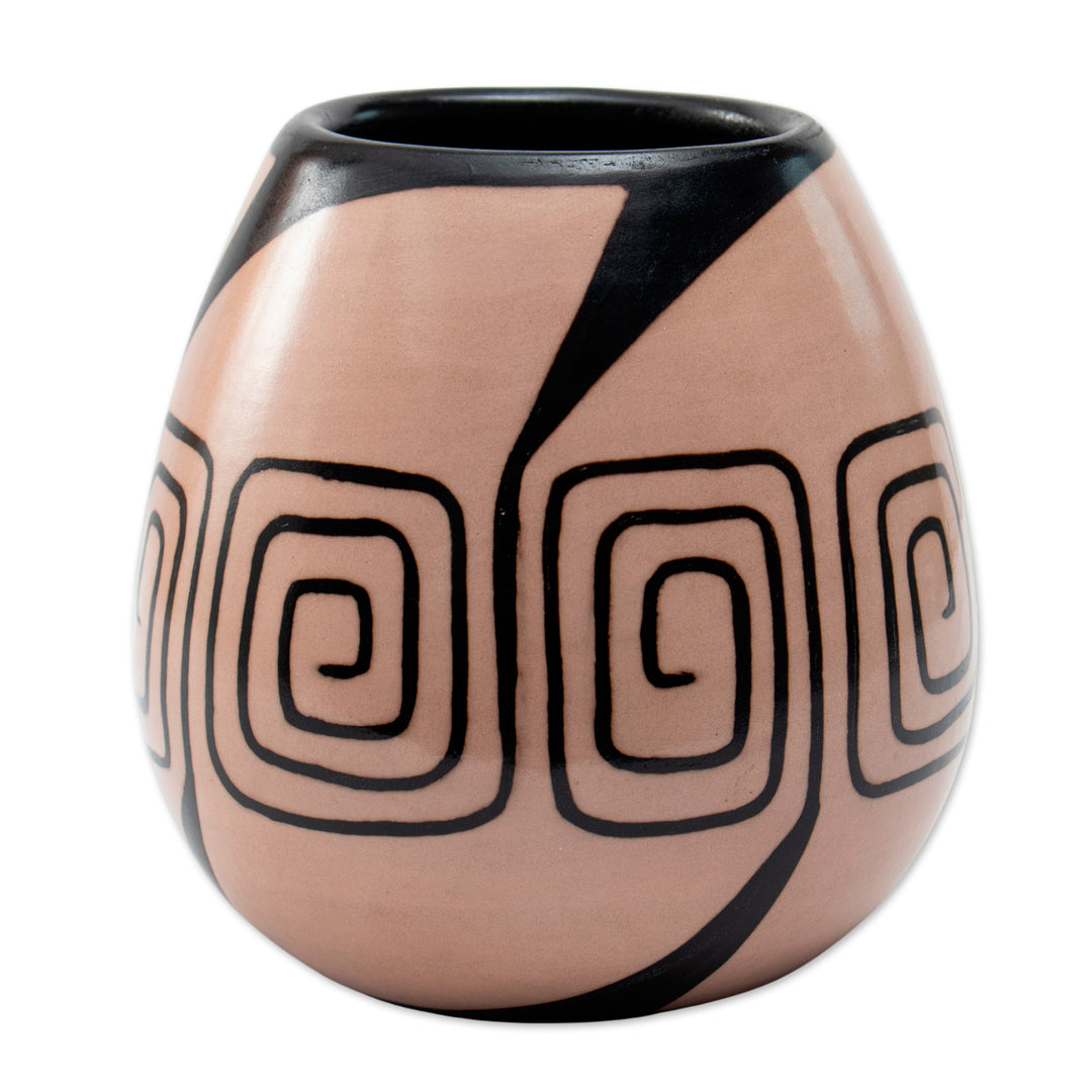 Spiral-Themed Folk Art Chulucanas Ceramic Decorative Vase - Spiral of Life