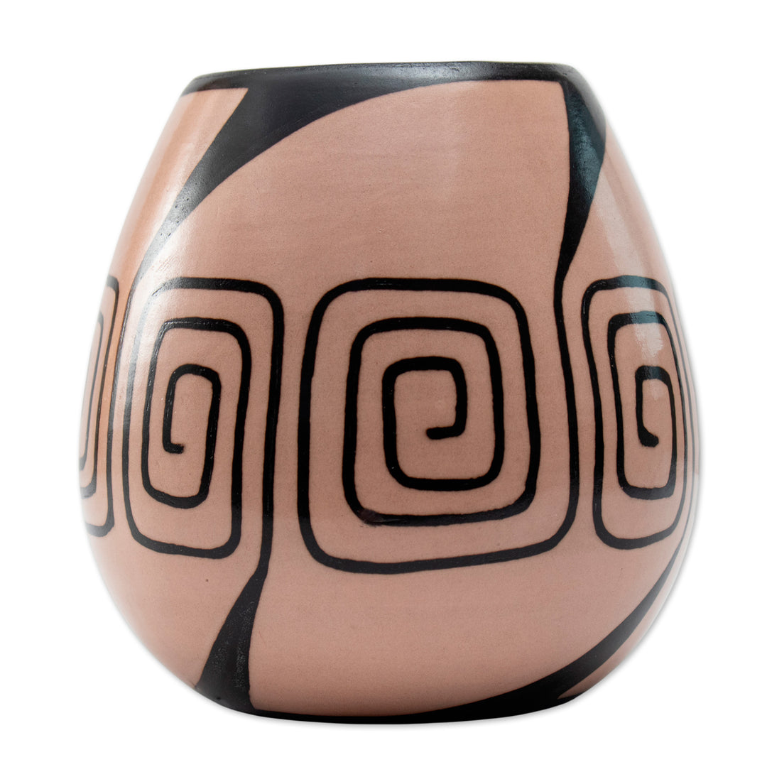 Spiral-Themed Folk Art Chulucanas Ceramic Decorative Vase - Spiral of Life