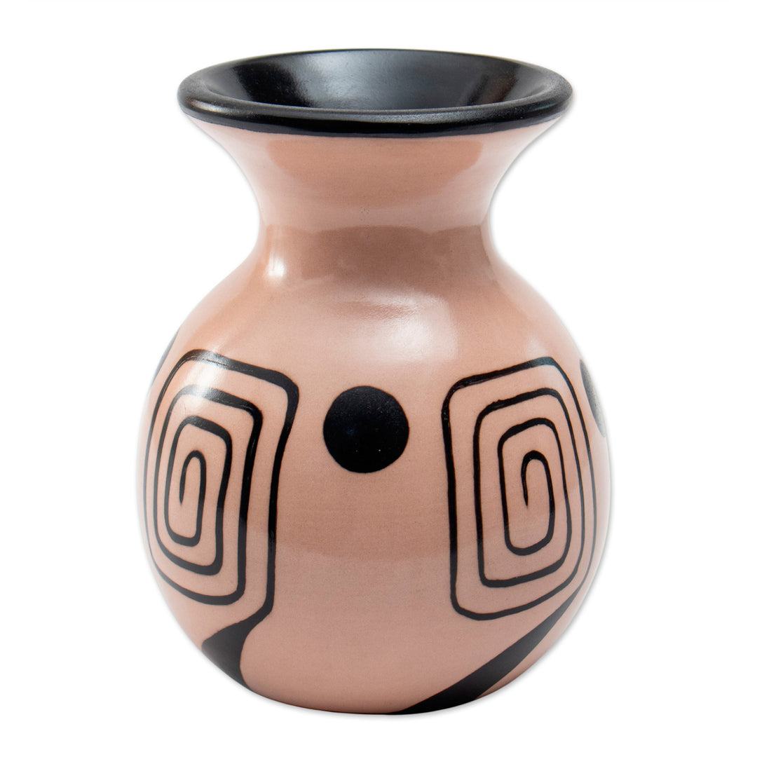 Modern Chulucanas Ceramic Decorative Vase with Spiral Motifs - Spiral of Time
