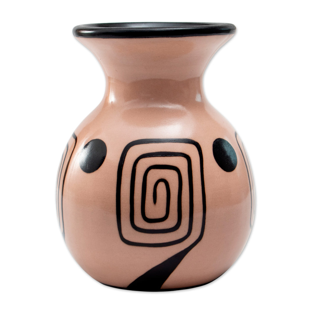 Modern Chulucanas Ceramic Decorative Vase with Spiral Motifs - Spiral of Time