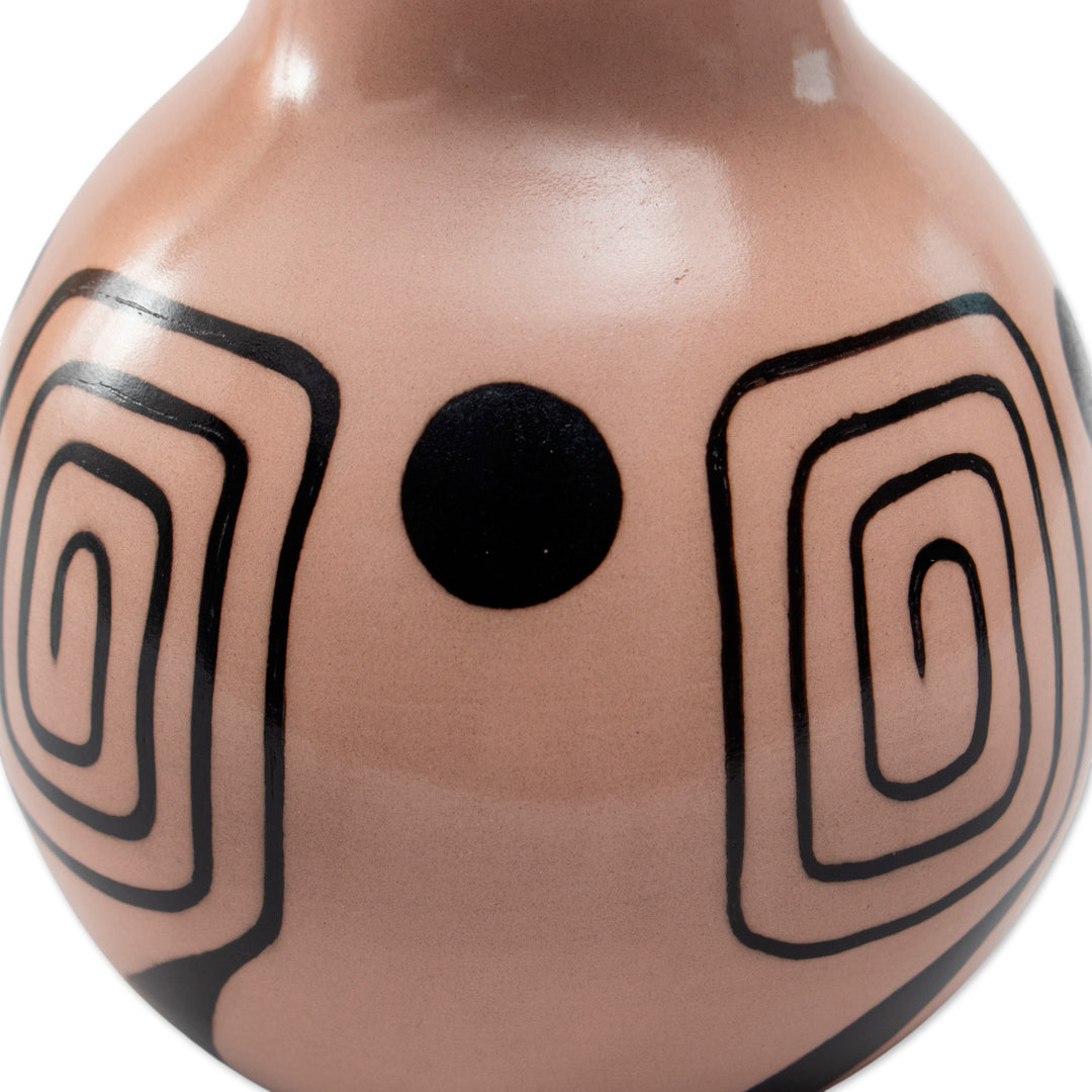 Modern Chulucanas Ceramic Decorative Vase with Spiral Motifs - Spiral of Time
