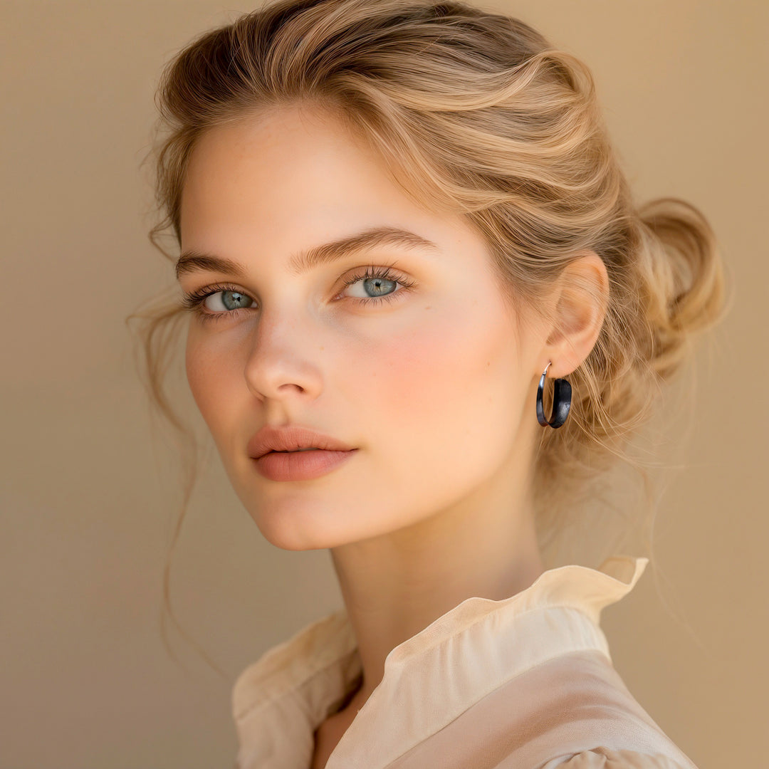 Copper Hoop Earrings with Darkened and Hammered Finishes - Dark Hula Hoop