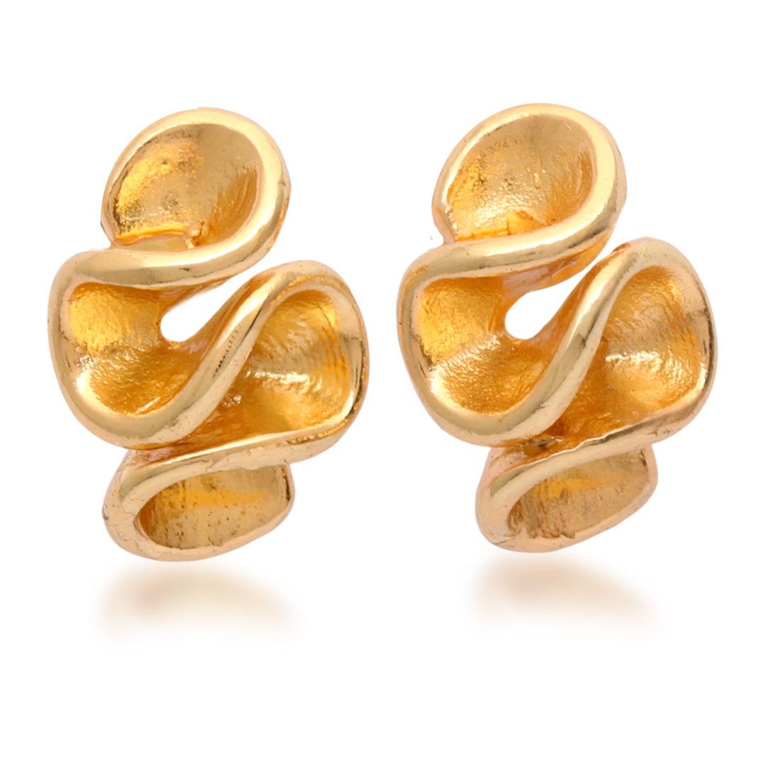 Whimsical High-Polished 18k Gold-Plated Button Earrings - Immortal Brushstrokes