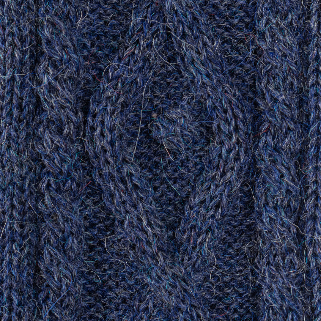 Handwoven Midnight Blue Alpaca Reversible Fingerless Mittens - Midnight Blue Glam