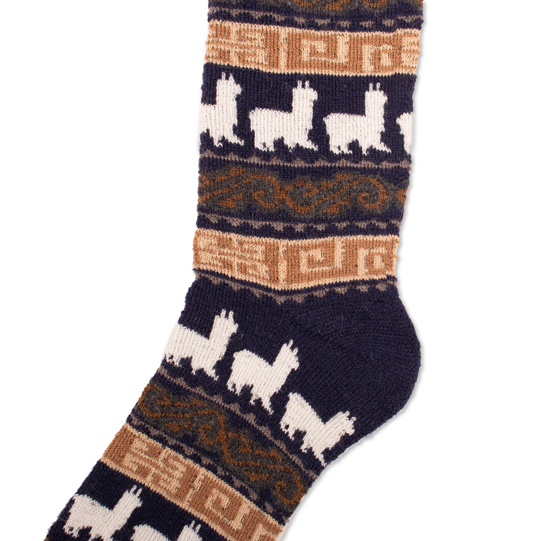 Men's Navy Blue Alpaca Blend Socks - Authentic Navy