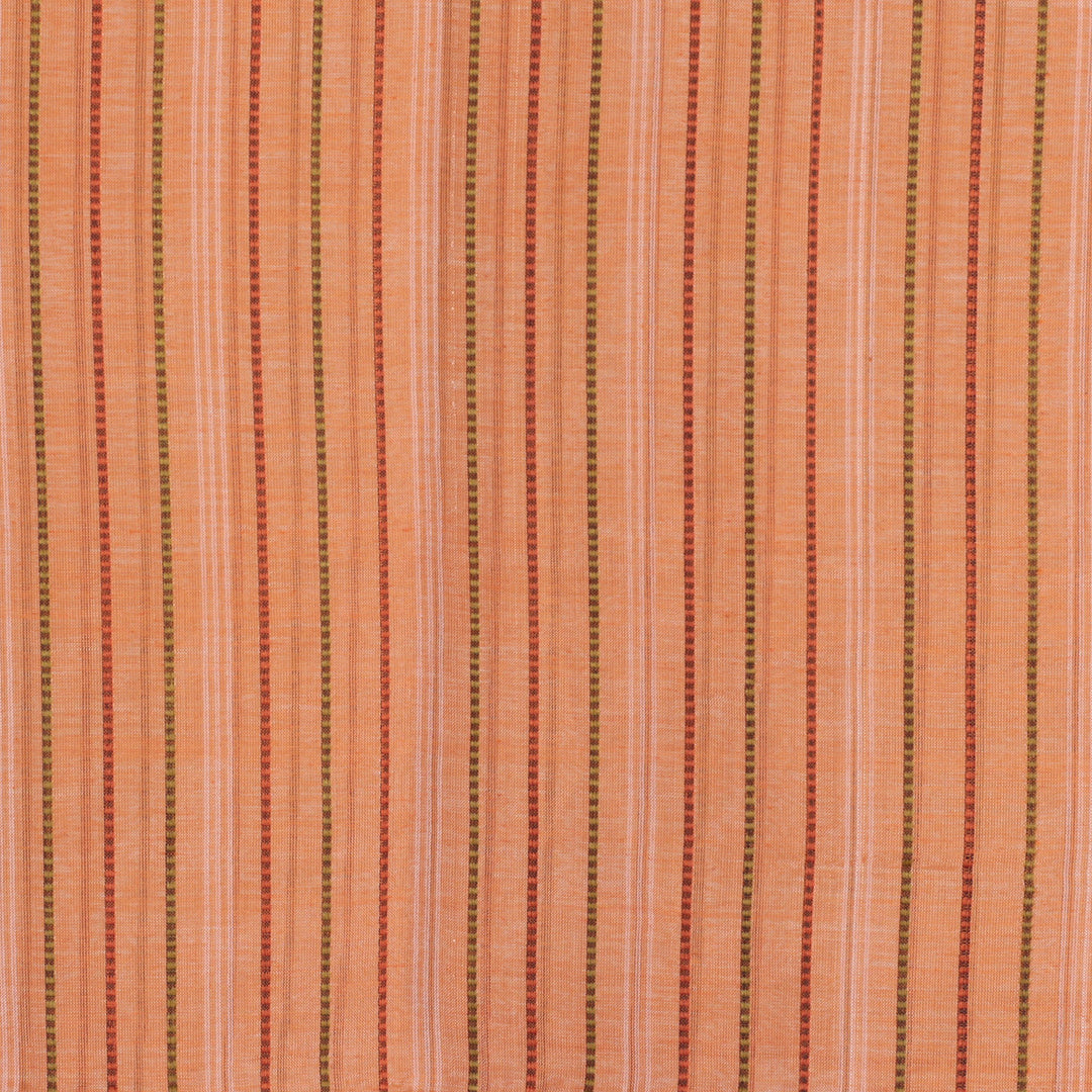 Warm-Toned Striped Cotton and Silk Shawl Handwoven in India - Inner Sunset