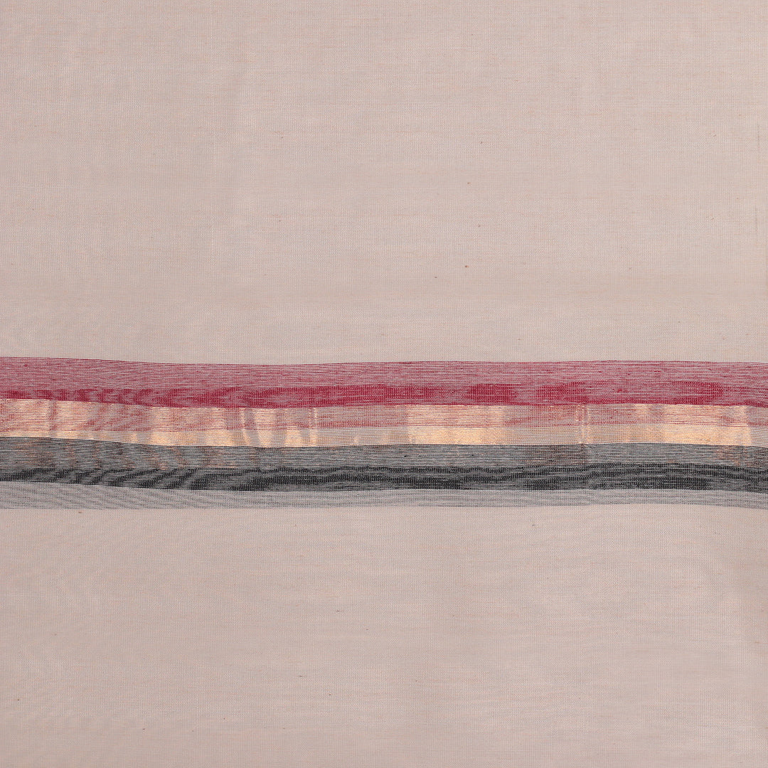 Handwoven Striped Cotton Blend Shawl with Zari Thread Accent - Classic India