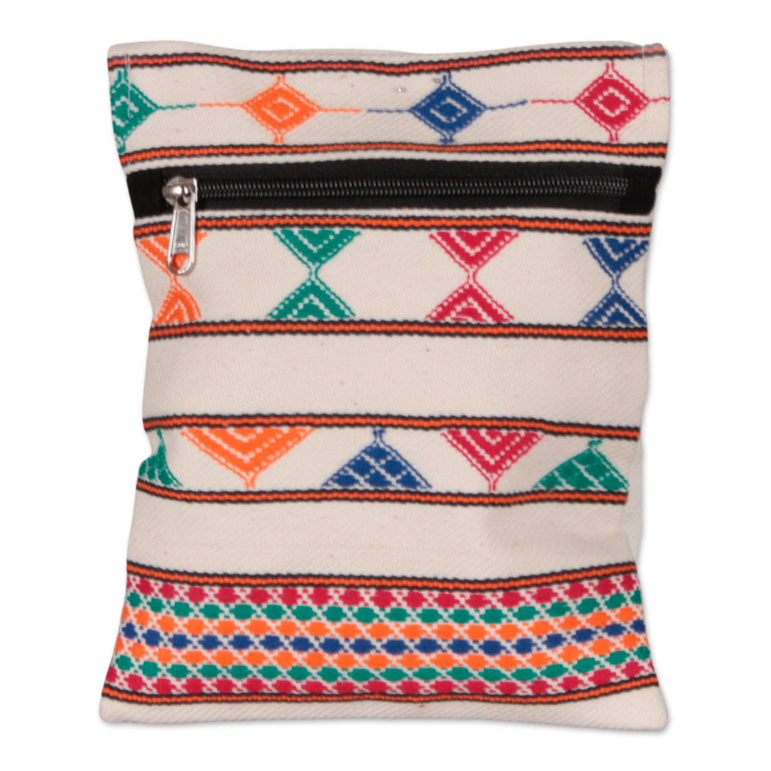 Rainbow-Palette Patterned 100% Cotton Zippered Sling Bag - Rainbow Medley