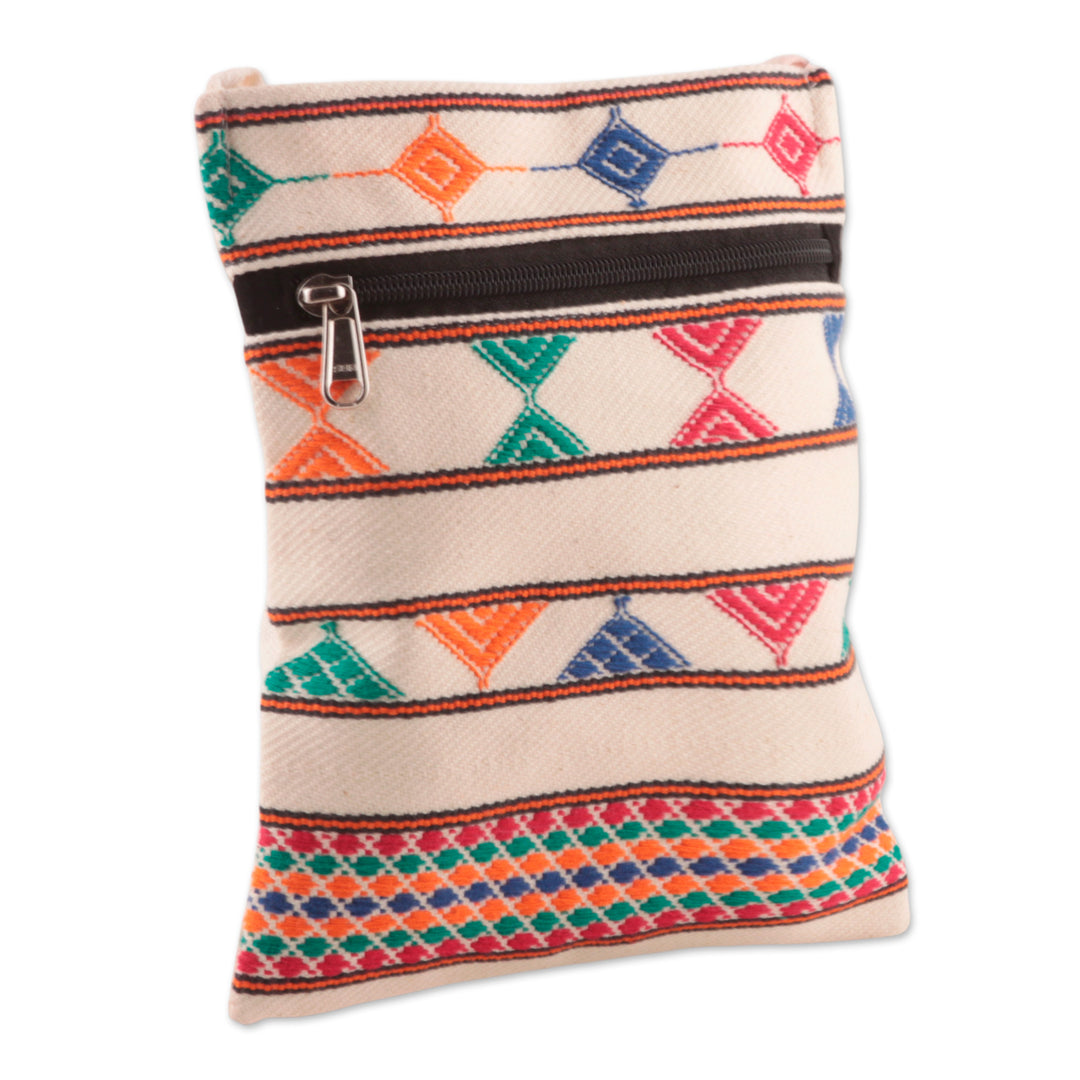 Rainbow-Palette Patterned 100% Cotton Zippered Sling Bag - Rainbow Medley
