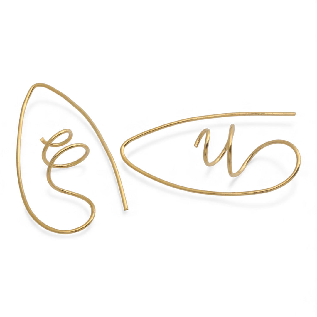 18k Gold-Plated Half-Hoop Earrings in a High Polish Finish - Victorious Flow