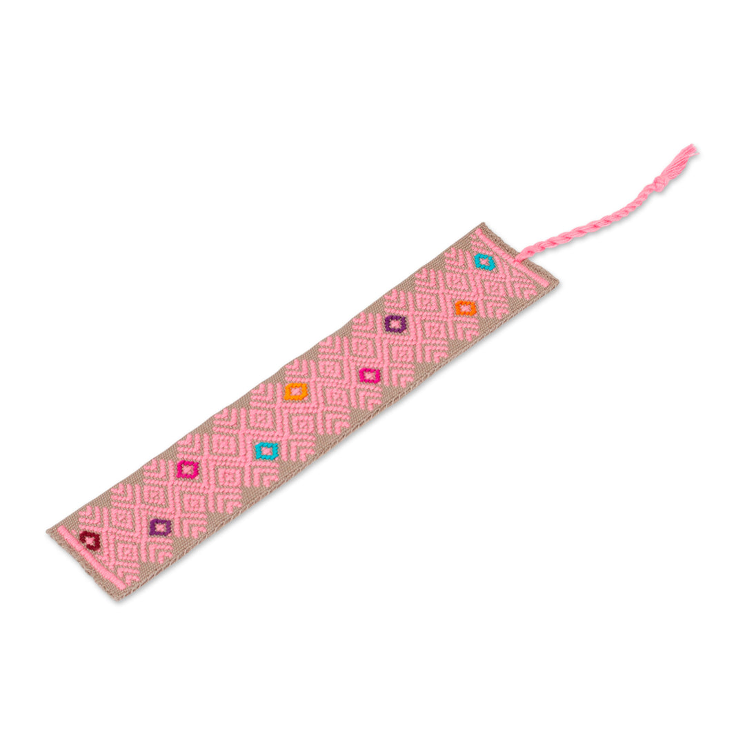 Folk Art-Themed Handwoven Cotton Candy 100% Cotton Bookmark - Cotton Candy Literature