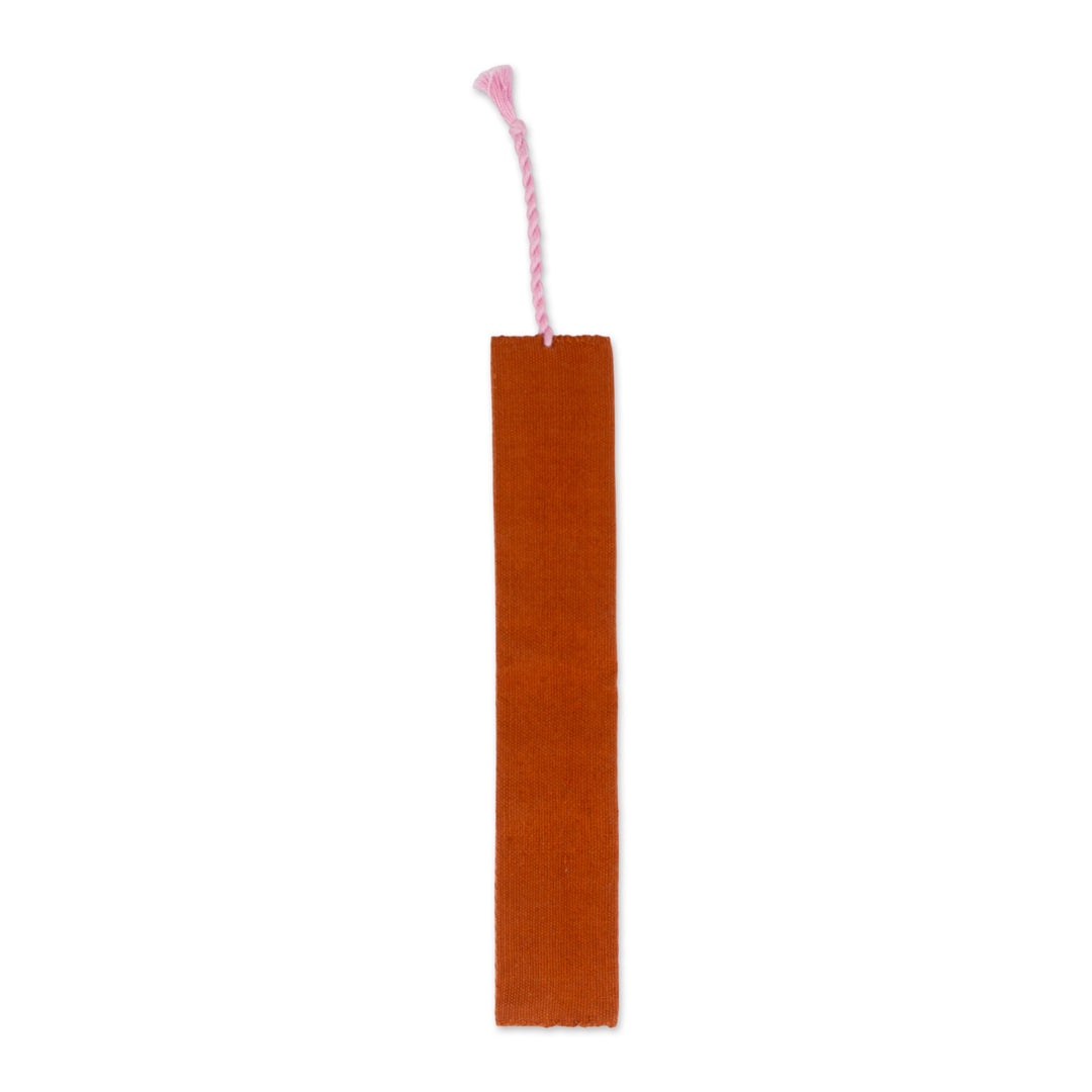 Diamond-Patterned Bubblegum Pink Cotton Bookmark from Mexico - Bubblegum Letters