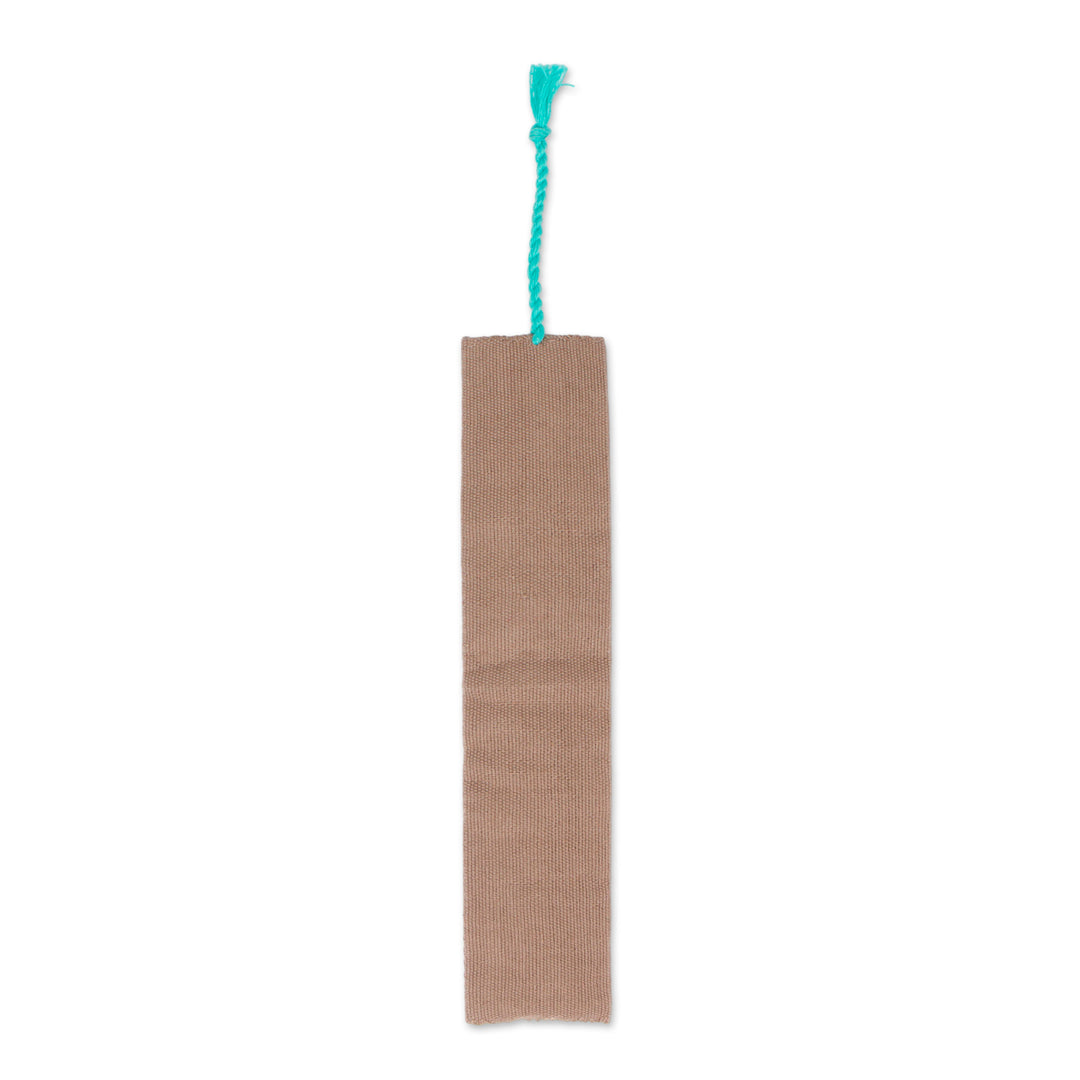 Zig-Zag-Patterned Celadon 100% Cotton Bookmark from Mexico - Celadon Rainbow
