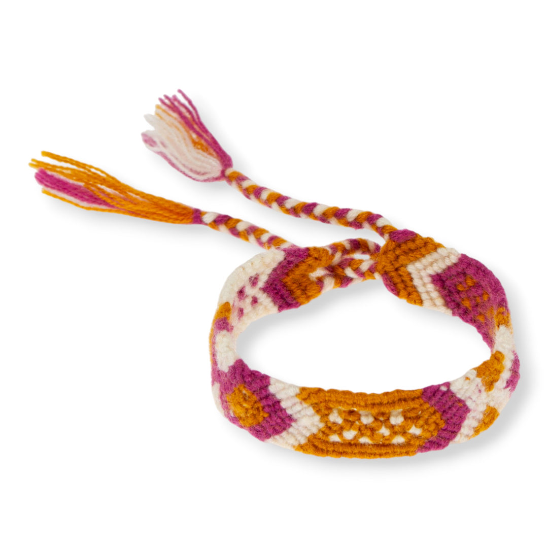 Geometric-Themed Handwoven Cotton Friendship Bracelet - Intricate Geometry