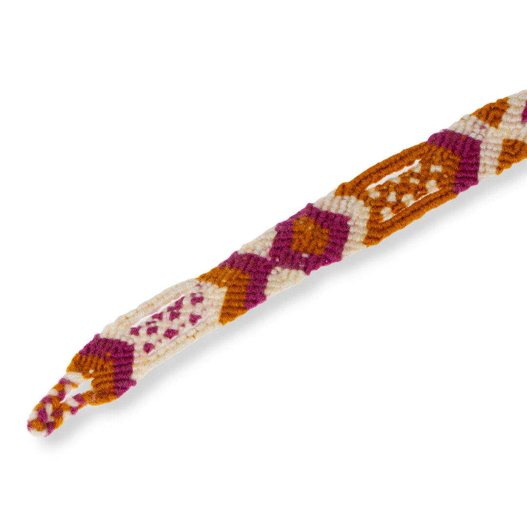 Geometric-Themed Handwoven Cotton Friendship Bracelet - Intricate Geometry