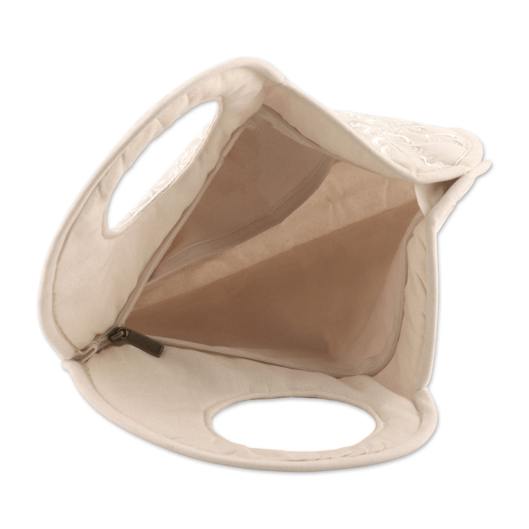 Gotta Patti Embroidered Alabaster Velvet Heart Handbag - Be Still My Heaven