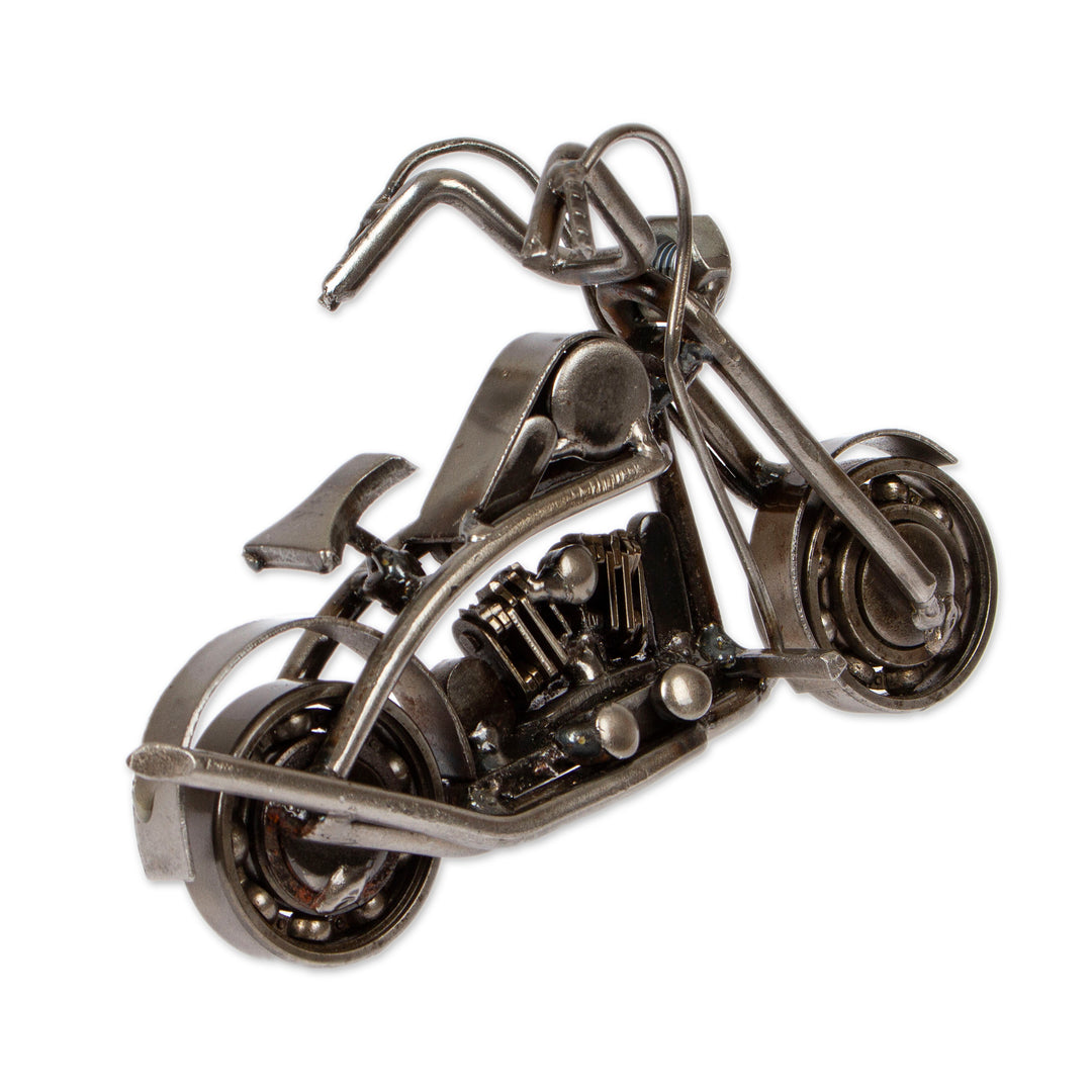 Motorcycle-Themed Eco-Friendly Recycled Metal Sculpture - Vintage Motorbike