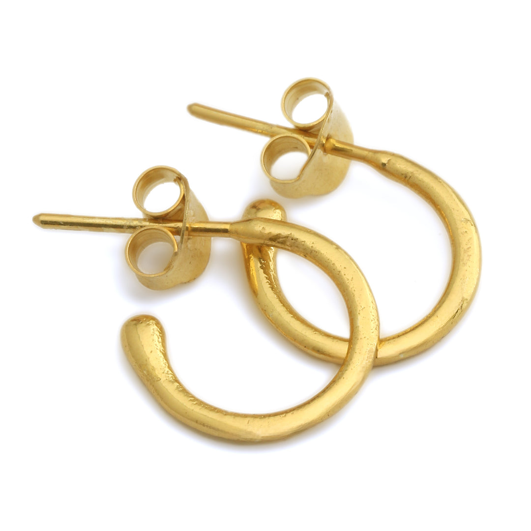 22k Gold-Plated Brass Classic Half-Hoop Earrings from Bali - Classic Essentials